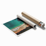 Extra large rolled print featuring a vibrant Caribbean scenery with lush florals.