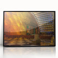 Large abstract wall art featuring a vibrant, colorful depiction of a Central American landscape.
