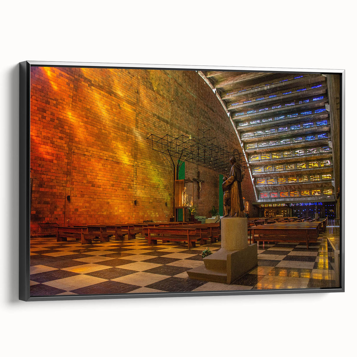Black and white landscape art painting of El Salvador on framed canvas, ideal for bedroom wall decor.