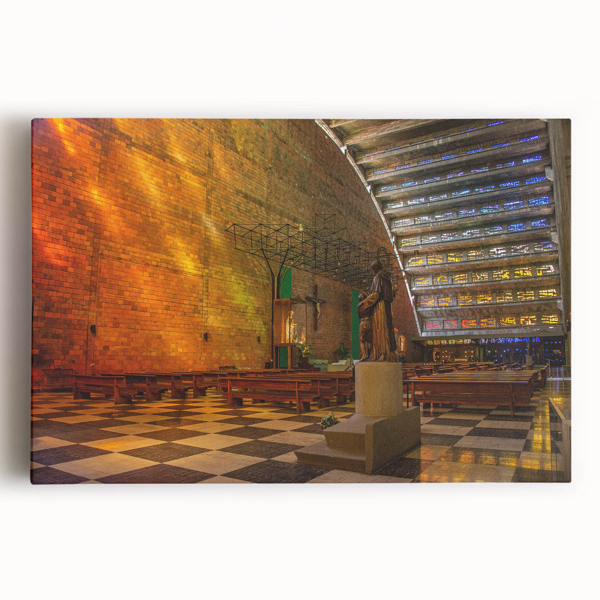 Black and white stretched canvas depicting a Central American rural landscape, ideal for kitchen wall art.