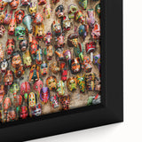 Colorful abstract art print of Central America scenery on textured, framed canvas, ideal for living room decor.
