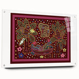 Large abstract wall art of a Central American scenery on acrylic glass, in vibrant colors.
