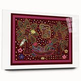 Large abstract wall art of a Central American scenery in vibrant colors on acrylic glass.