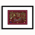 Extra large abstract art print of a Central American scenery in black frame, ideal for living room decor.