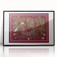 Large abstract wall art featuring a panoramic view of Central America in muted earth tones, framed in black acrylic.