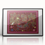Large abstract wall art featuring a panoramic view of Central America in muted earth tones, framed in black acrylic.