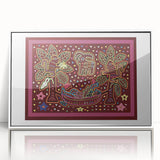 Art deco poster of a Central American scenery in Panama, framed in white acrylic, ideal for modern nursery wall decor.