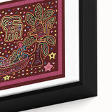 Extra large framed canvas featuring a textured, colorful Central American scenery, ideal for living room decor.