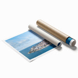 Extra large rolled print of Albanian scenery with vibrant floral elements.