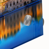 Large abstract wall art depicting a European scenery in Austria on acrylic glass, ideal for dining room art.