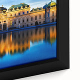 Extra large black wall art featuring a textured, colorful Austrian landscape on framed canvas, ideal for living room decor.
