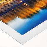 Art deco poster featuring a serene Austrian landscape in muted green and blue tones on rolled canvas.