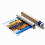 Extra large rolled print of a serene Austrian landscape with soft floral accents, ideal for classy bathroom wall art.