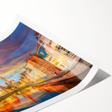 Extra large wall art featuring line art flowers in soft pastel hues on a rolled print.