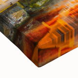 Black and white landscape art painting of a European scenery on stretched canvas, ideal for bedroom wall decor.