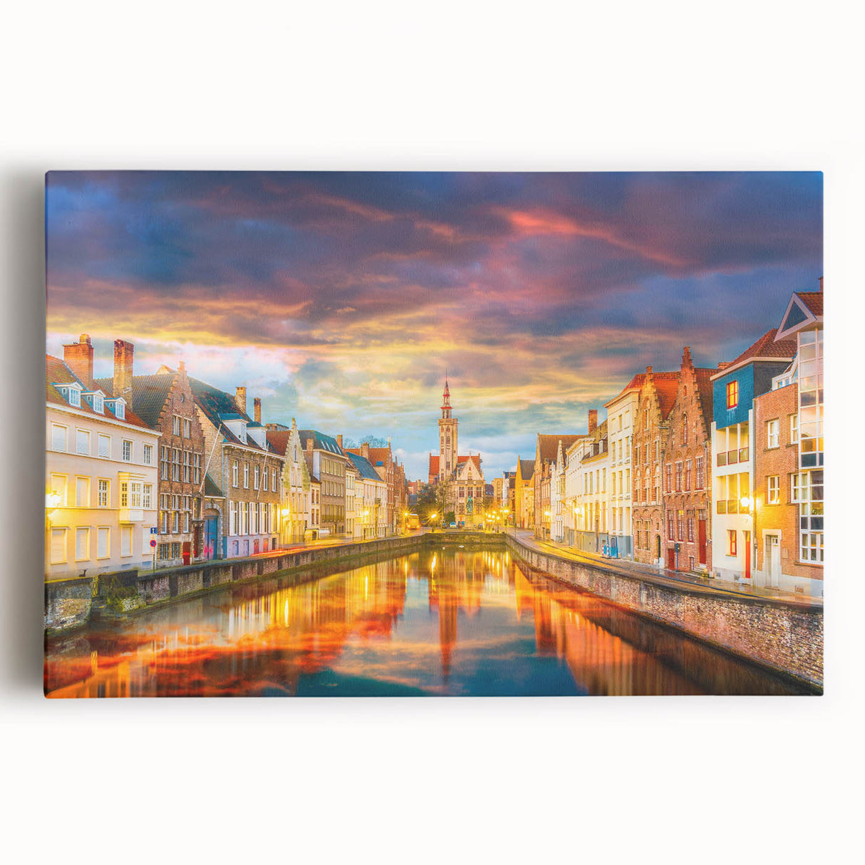 Black and white stretched canvas of a European cityscape, ideal for kitchen wall art or bedroom decor.