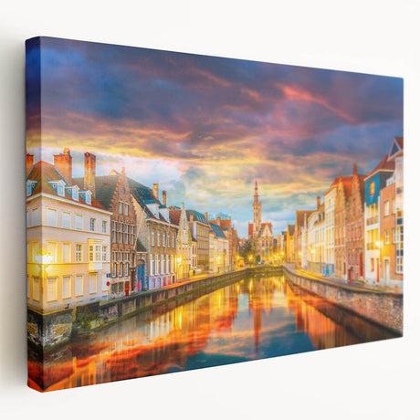 European cityscape in muted earth tones on a large stretched canvas, suitable for kitchen wall art.