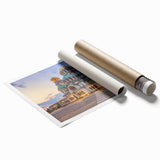 Extra large rolled print featuring a floral scene in Bulgaria with muted earth tones, ideal for classy bathroom wall art.