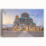 Black and white stretched canvas of a Bulgarian landscape, ideal for kitchen wall art or bedroom decor.