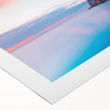 Art deco poster of a Croatian coastal scene on rolled canvas, featuring soft pastel tones, ideal for dining room wall art.