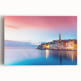 Black and white stretched canvas featuring a scenic Croatian landscape, ideal for kitchen wall art.