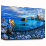 Large abstract wall art featuring a vibrant European Cyprus landscape on acrylic glass.