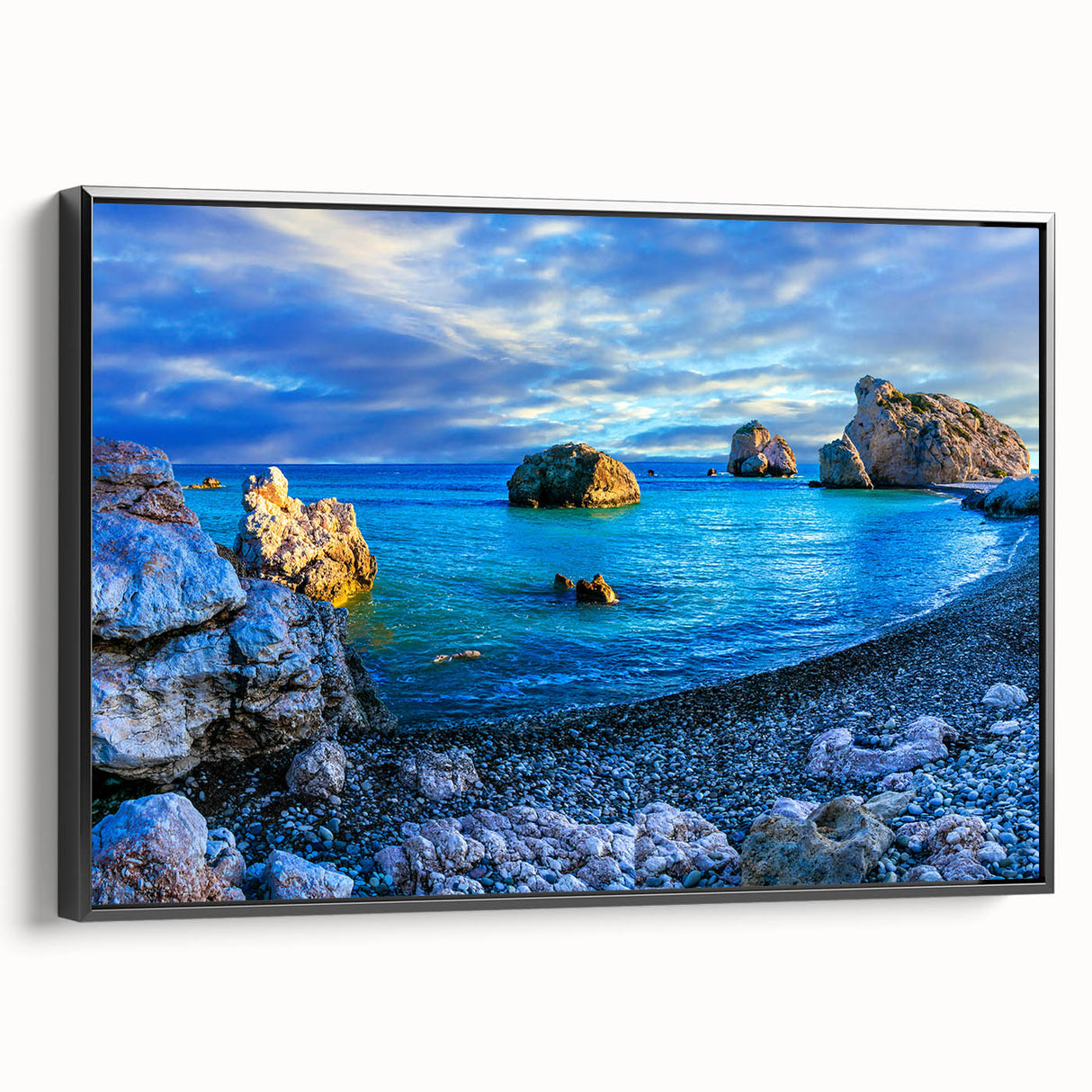 Black and white vintage poster art of a European landscape on framed canvas, ideal for bedroom decor.