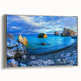 Landscape art painting of a European scenery on a silver-framed canvas.