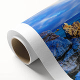 Art deco poster of a European Cyprus scenery in muted earth tones on rolled canvas, ideal for nursery wall art.