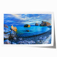Extra large rolled print featuring a scenic view of Cyprus with vibrant green and blue tones, ideal for dining room wall art.