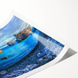 Extra large wall art featuring line art flowers in black on white, rolled print, ideal for large living room wall decor.