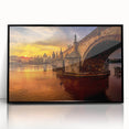 Large abstract wall art of Prague scenery in muted earth tones on framed acrylic, suitable for modern art wall decor.
