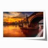 Rolled print of Prague scenery in muted earth tones, ideal for art wall dining room.