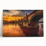 Black and white photo of Prague scenery on large stretched canvas, ideal for kitchen wall art.