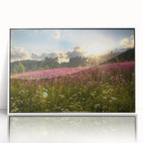 Mid-century modernist art of a Czech Republic scenery in muted earth tones, framed acrylic, ideal for nursery wall decor.