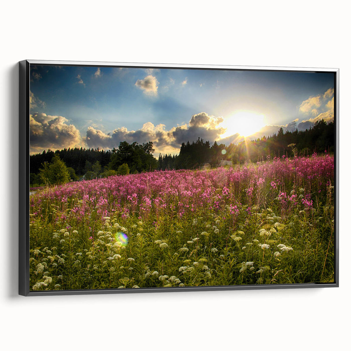 Black and white framed canvas of a Czech Republic landscape, ideal for bedroom wall decor.