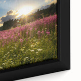 Extra large framed canvas of a textured, colorful European cityscape on a black background, ideal for living room decor.