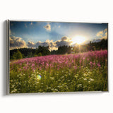 Framed canvas landscape art painting featuring a vintage European scene in colorful tones, ideal for living room decor.