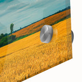 Large abstract wall art depicting a European scenery in Denmark, rendered in muted earth tones on acrylic glass.