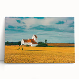 Black and white photo of a European cityscape on large stretched canvas, suitable for kitchen wall art.