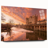 Acrylic print of a large abstract depiction of Bath, England, in muted gray and blue tones.