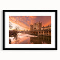 Colorful abstract art print of a European scenery in Bath, England, with textured details on a large black-framed canvas.