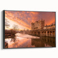 Black and white wall art depicting a vintage landscape of Bath, England, printed on framed canvas.
