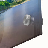 Mid-century modernist large abstract art print of Cumbria landscape on acrylic glass, in blues and greens.