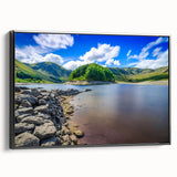 Black and white wall art of a Cumbria landscape on framed canvas, ideal for bedroom decor.