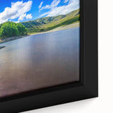 Extra large framed canvas of a textured, colorful European scenery in Cumbria, ideal for living room decor.