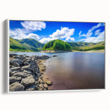 Vintage poster art of Cumbria, England, on extra large framed canvas with colorful imagery, ideal for living room decor.