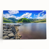 Black and white photograph of Cumbria landscape on large stretched canvas, ideal for kitchen wall art.