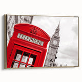 Vintage poster art of London landscape on framed canvas, featuring black and gold tones, ideal for bedroom wall decor.
