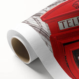 Art deco poster of London scenery on rolled canvas, with muted earth tones, ideal for nursery wall art.